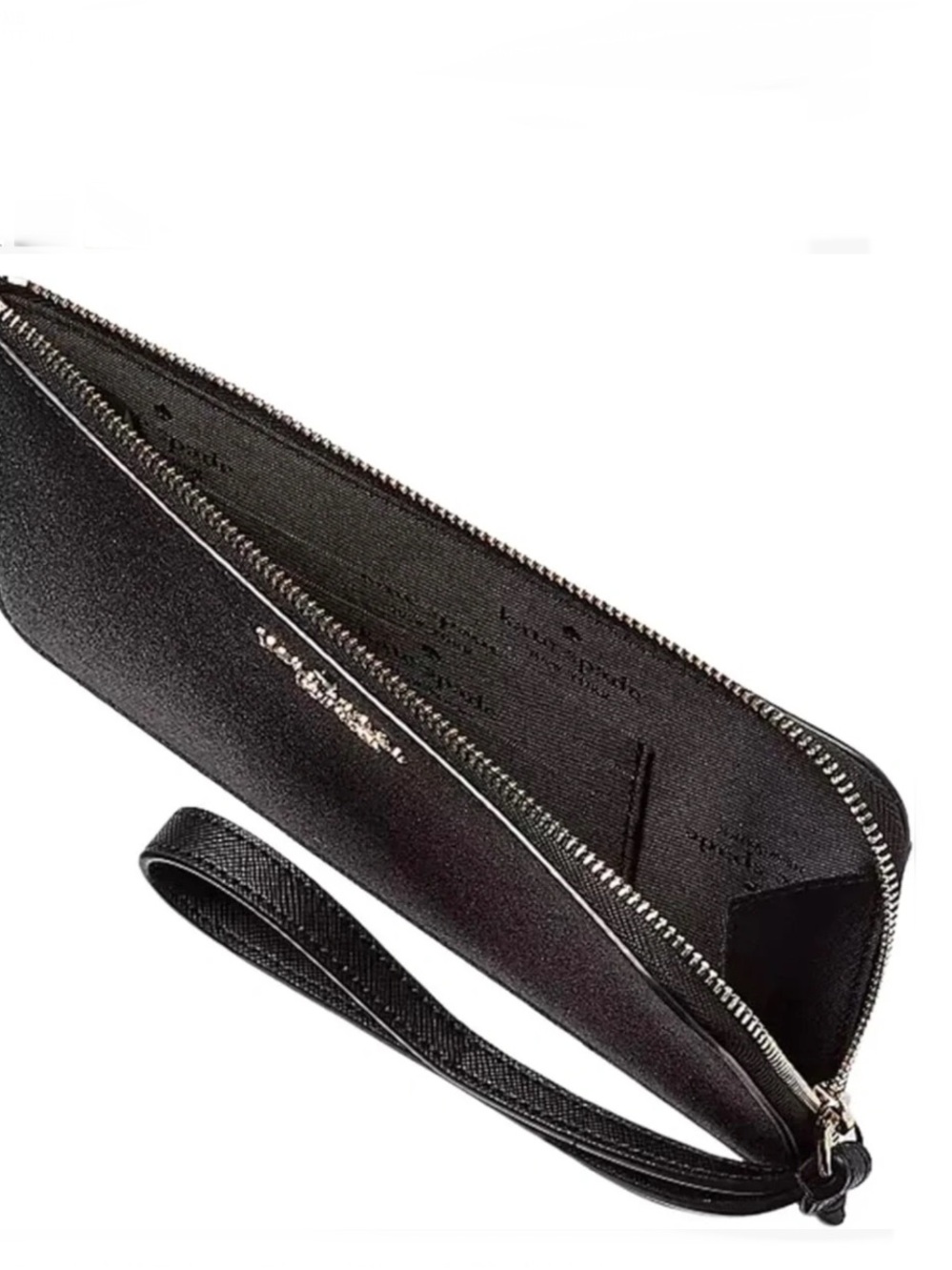 kate Spade Lucy Black Glitter Zip Wristlet Clutch - Picture 9 of 11